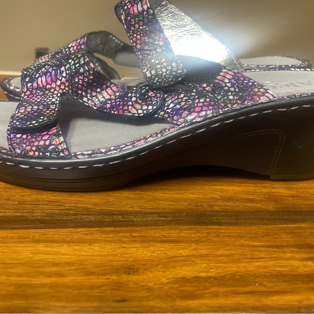 Alegria Women's Black and Purple Sandals - Picture 3 of 6
